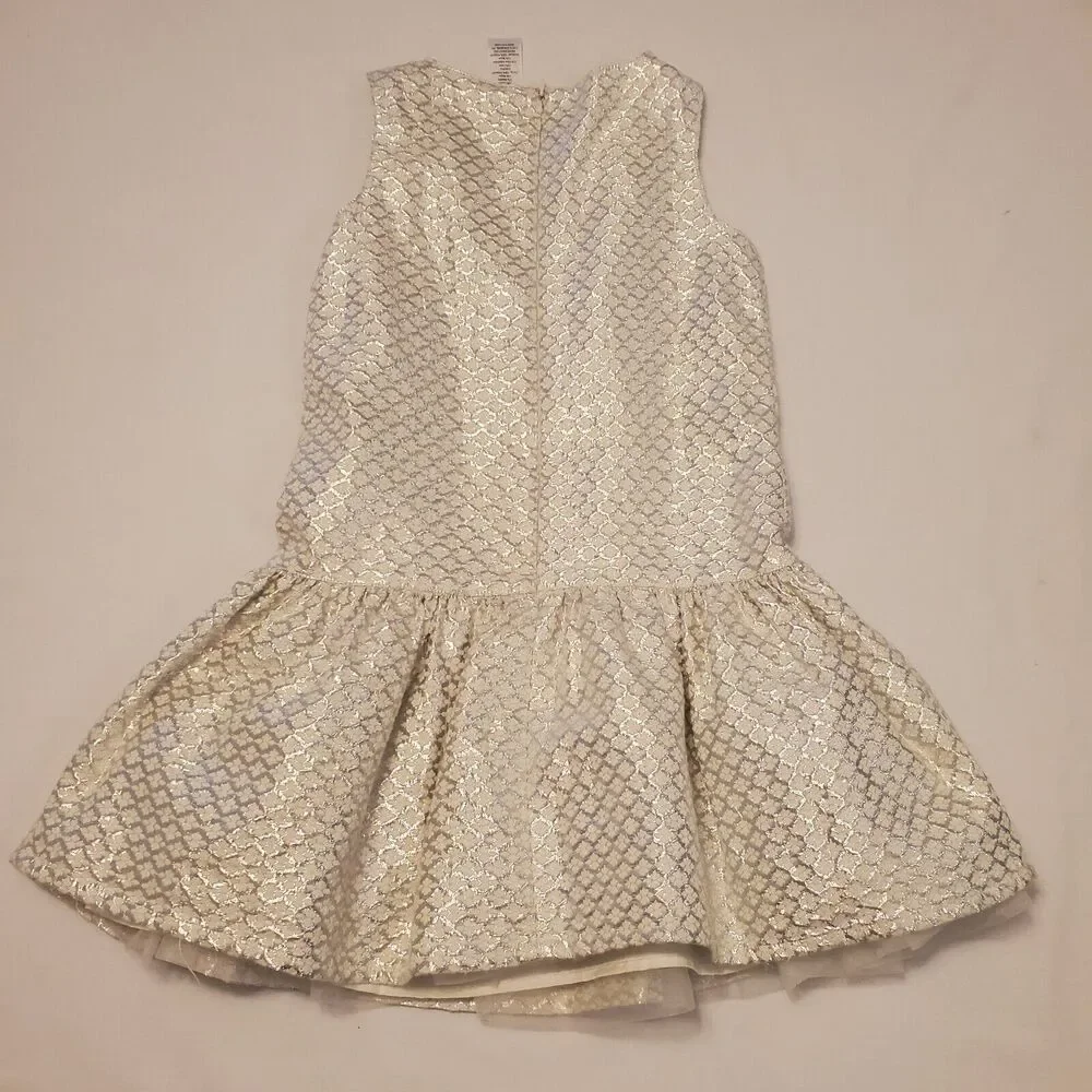 Gymboree Girls Sz 7 Silver Crinkle Formal Dress Fancy Tulle Event